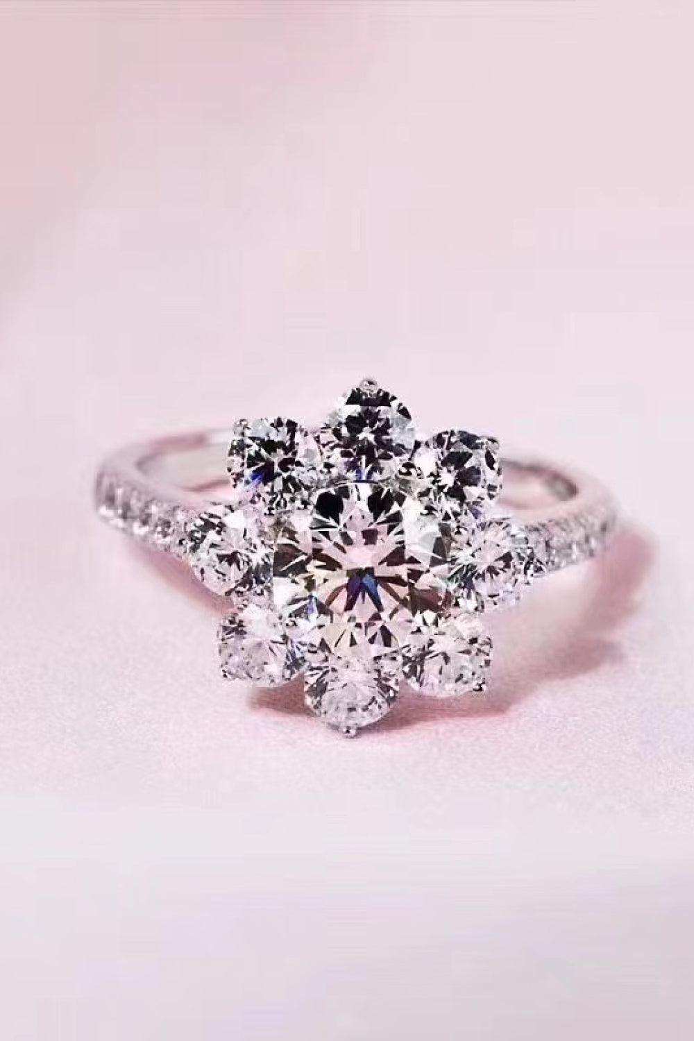 1 Carat Moissanite Flower Ring - Trendsi - Flyclothing LLC