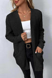 Rib-Knit Open Front Pocketed Cardigan - Trendsi - Flyclothing LLC