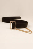 PU Leather Wide Belt with Chain - Trendsi - Flyclothing LLC
