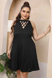 Plus Size Cutout Round Neck Sleeveless Dress - Trendsi - Flyclothing LLC
