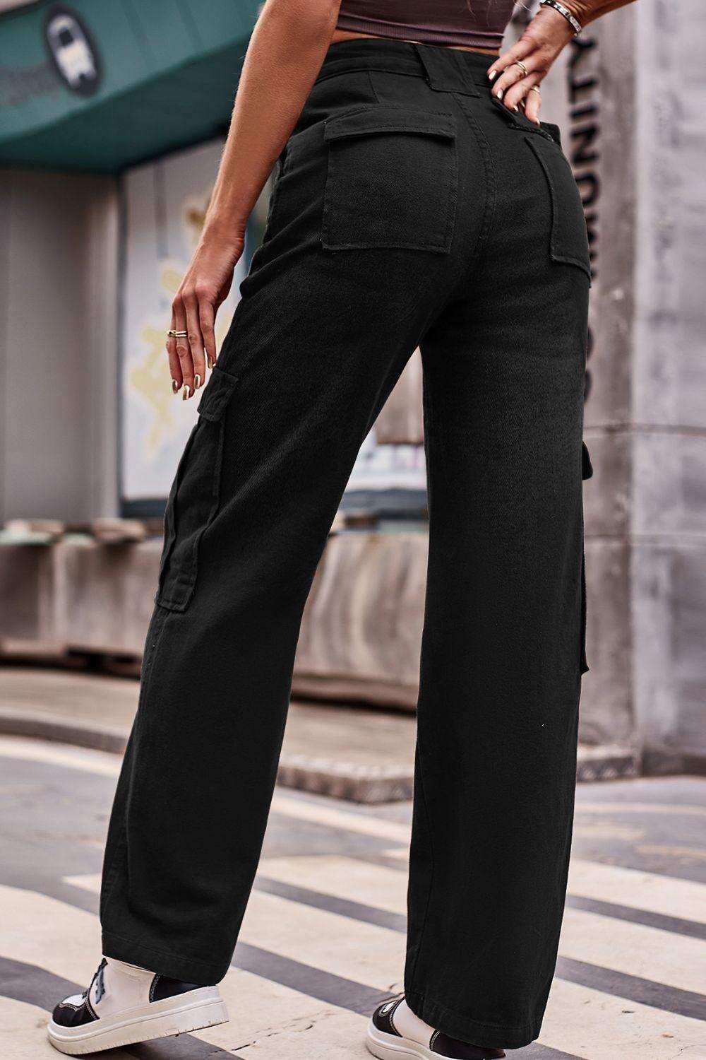 Buttoned High Waist Loose Fit Jeans - Trendsi - Flyclothing LLC