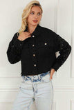 Sequin Button Up Raw Hem Denim Jacket - Trendsi - Flyclothing LLC