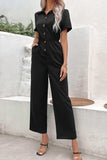 Collared Neck Short Sleeve Jumpsuit - Trendsi - Flyclothing LLC