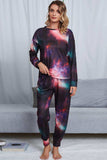 Tie-Dye Crewneck Top and Drawstring Waist Joggers Lounge Set - Trendsi - Flyclothing LLC
