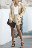 Longline Blazer and Shorts Set with Pockets - Trendsi - Flyclothing LLC
