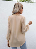 Swiss Dot Frill Trim Puff Sleeve Blouse - Trendsi - Flyclothing LLC