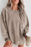 Round Neck Dropped Shoulder Sweatshirt - Trendsi - Flyclothing LLC