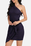 Tie Front One-Shoulder Sleeveless Dress - Trendsi - Flyclothing LLC