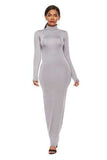 Mock Neck Long Sleeve Maxi Slim Dress - Trendsi - Flyclothing LLC