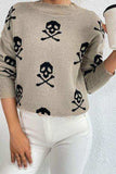 Graphic Mock Neck Dropped Shoulder Sweater - Trendsi - Flyclothing LLC