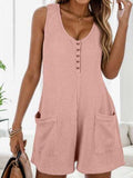 Waffle-Knit Scoop Neck Wide Strap Romper - Trendsi - Flyclothing LLC