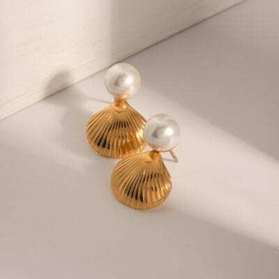 18K Gold-Plated Stainless Steel Shell Shape Earrings - Trendsi - Flyclothing LLC
