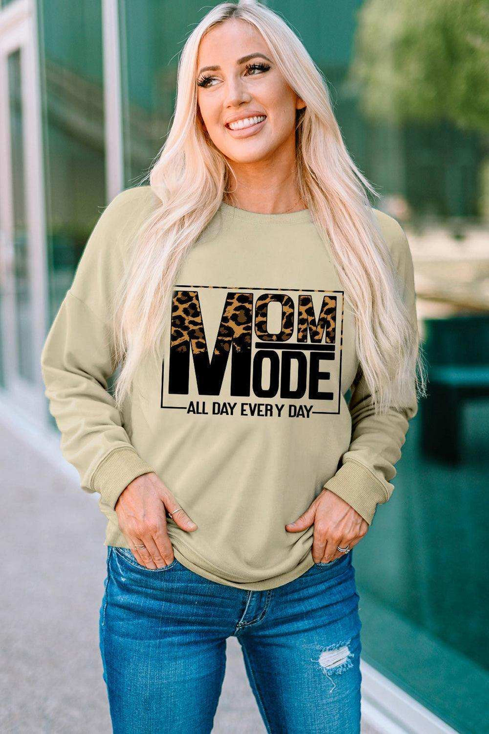 Letter Graphic Leopard Dropped Shoulder Sweatshirt - Trendsi - Flyclothing LLC