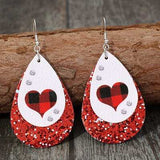 Heart Sequin Leather Teardrop Earrings - Trendsi - Flyclothing LLC