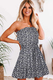 Ditsy Floral Strapless Mini Dress - Trendsi - Flyclothing LLC