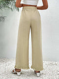 Fringe Detail Wide Leg Pants - Trendsi - Flyclothing LLC