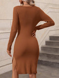 Contrast Slit Sweater Dress - Trendsi - Flyclothing LLC