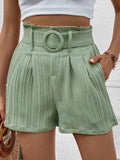 Belted Shorts with Pockets - Trendsi - Flyclothing LLC