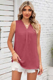 Texture V-Neck Sleeveless Top - Trendsi - Flyclothing LLC