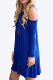 Cold-Shoulder Long Sleeve Round Neck Dress - Trendsi - Flyclothing LLC