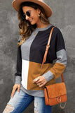 Color Block Round Neck Sweatshirt - Trendsi - Flyclothing LLC