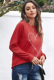 Heart Round Neck Long Sleeve Sweatshirt - Trendsi - Flyclothing LLC