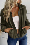 Zip-Up Sherpa Collared Neck Jacket with Pockets - Trendsi - Flyclothing LLC