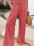 Full Size Smocked Waist Wide Leg Pants - Trendsi - Flyclothing LLC