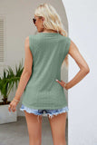 Contrast V-Neck Eyelet Tank - Trendsi - Flyclothing LLC