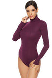 Ribbed Turtleneck Long Sleeve Bodysuit - Trendsi - Flyclothing LLC
