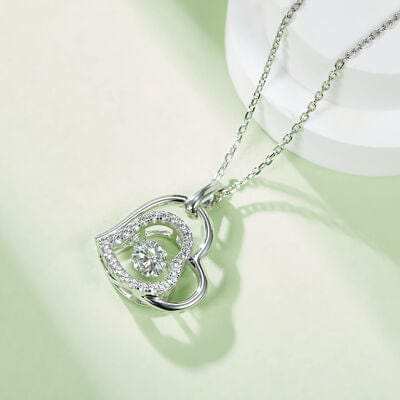 Moissanite 925 Sterling Silver Heart Necklace - Trendsi - Flyclothing LLC