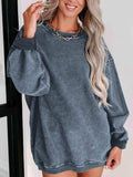 Round Neck Dropped Shoulder Sweatshirt - Trendsi - Flyclothing LLC