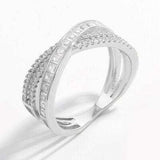 X Shape Inlaid Zircon 925 Sterling Silver Ring - Trendsi - Flyclothing LLC