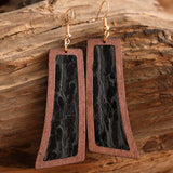 Geometrical Shape Wooden Dangle Earrings - Trendsi - Flyclothing LLC