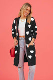 Heart Graphic Open Front Cardigan with Pockets - Trendsi - Flyclothing LLC