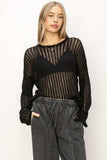 HYFVE Openwork Ribbed Long Sleeve Knit Top - Trendsi - Flyclothing LLC
