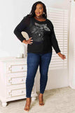 Double Take Sequin Graphic Dolman Sleeve Knit Top - Trendsi - Flyclothing LLC