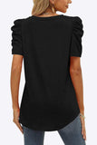 V-Neck Puff Sleeve Tee - Trendsi - Flyclothing LLC