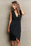 Deep V Sleeveless Tulip Hem Dress - Trendsi - Flyclothing LLC