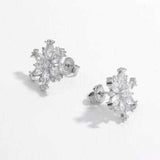 925 Sterling Silver Zircon Snowflake Earrings - Trendsi - Flyclothing LLC
