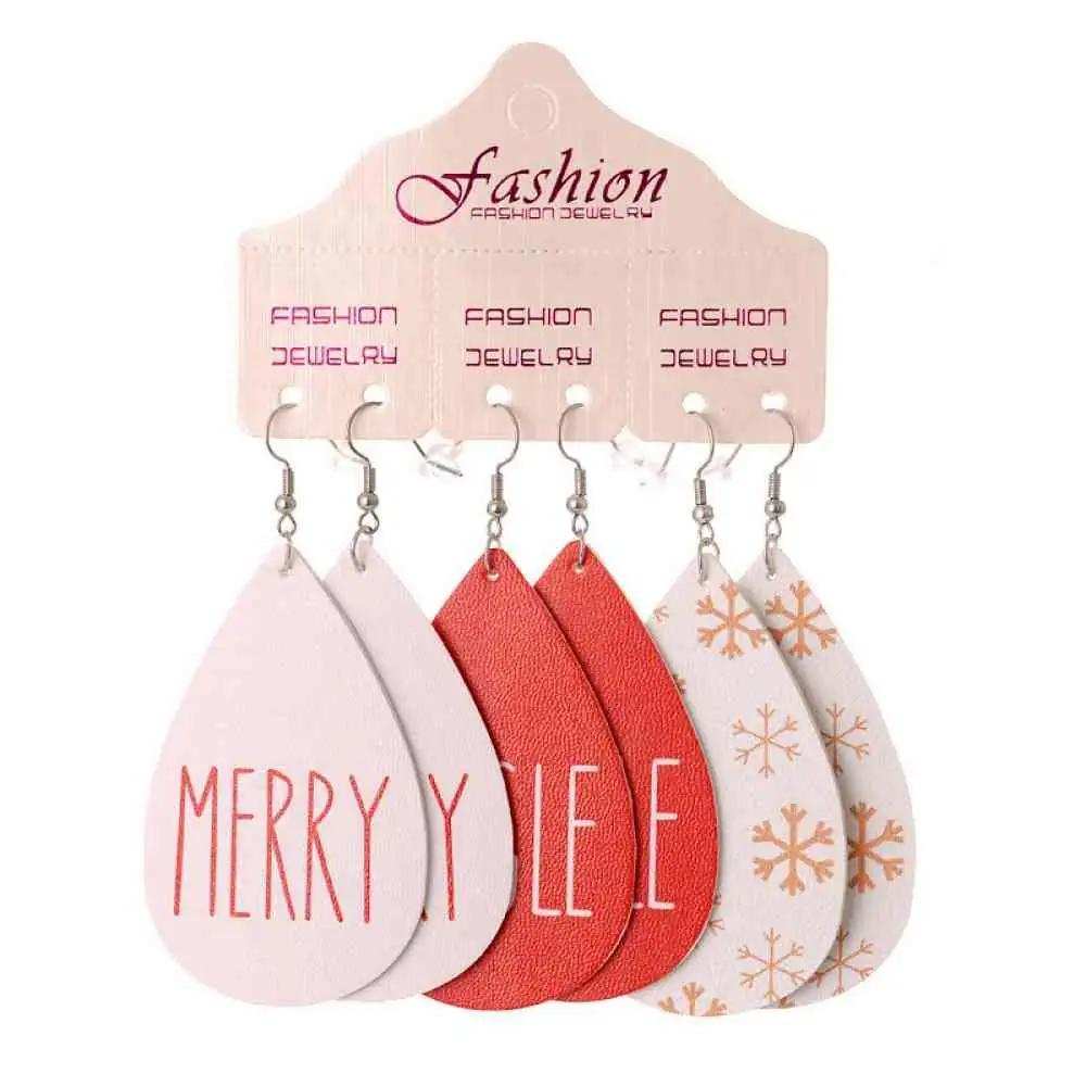 Christmas PU Earrings Set - Trendsi - Flyclothing LLC