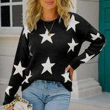 Star Pattern Round Neck Sweater - Trendsi - Flyclothing LLC