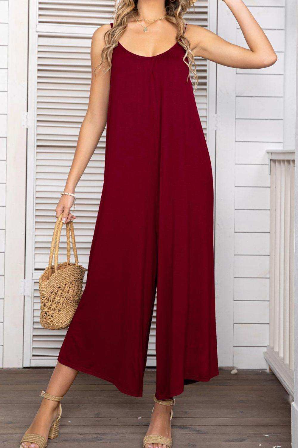 Spaghetti Strap Scoop Neck Jumpsuit - Trendsi - Flyclothing LLC