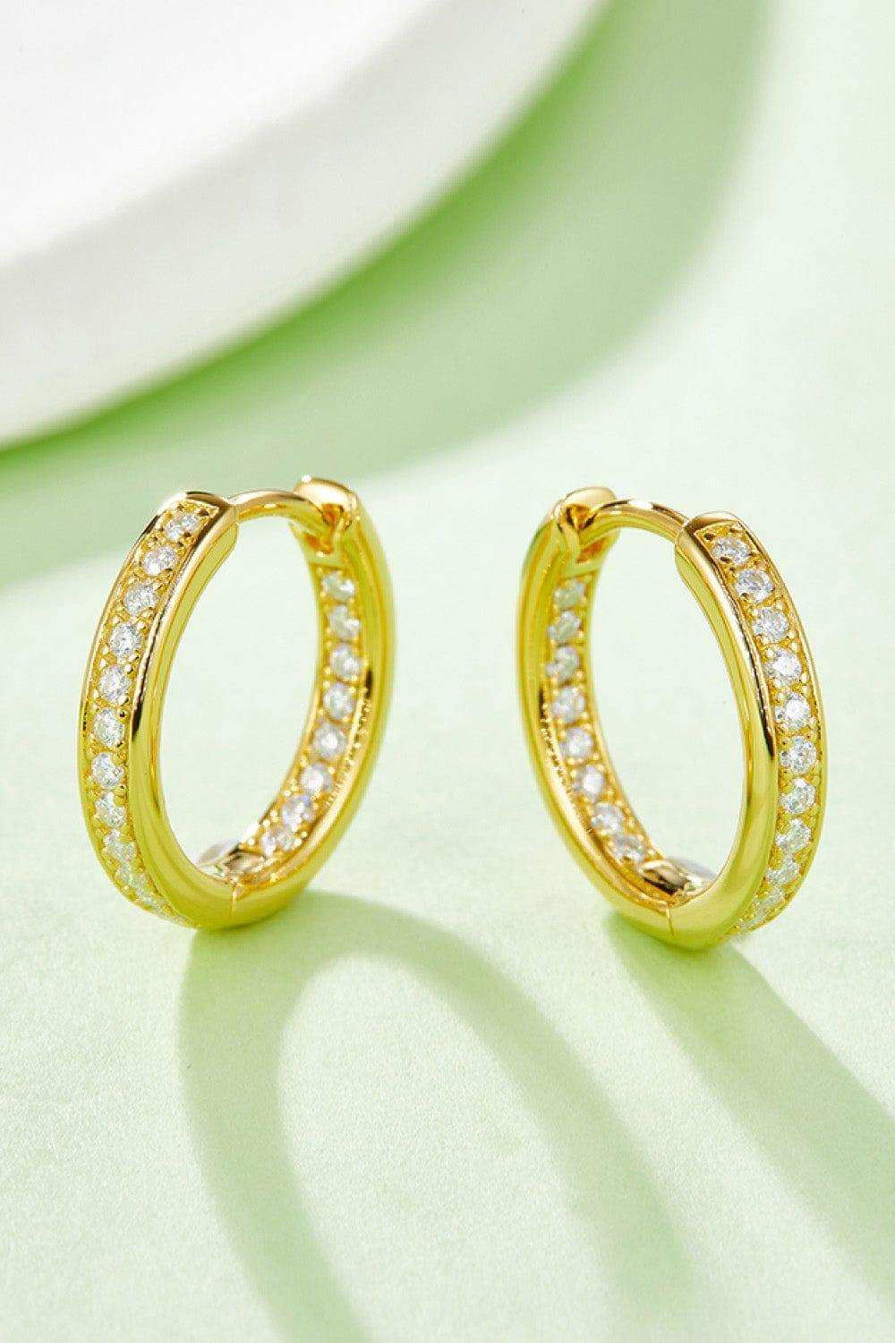 Moissanite 925 Sterling Silver Huggie Earrings - Trendsi - Flyclothing LLC