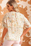 Floral Round Neck Short Sleeve Blouse - Trendsi - Flyclothing LLC