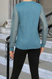 Waffle-Knit Round Neck Long Sleeve Blouse - Trendsi - Flyclothing LLC