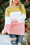 Plus Size Color Block Round Neck Sweater - Trendsi - Flyclothing LLC