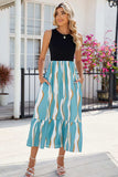 Striped Round Neck Sleeveless Midi Dress - Trendsi - Flyclothing LLC