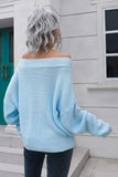 Off-Shoulder Ribbed Long Sleeve Pullover Sweater - Trendsi - Flyclothing LLC