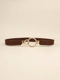 Double Ring Buckle Elastic PU Belt - Trendsi - Flyclothing LLC